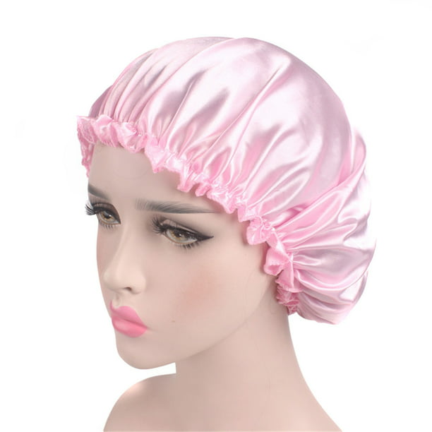 Hair Care Women's Fashion Satin Bonnet Cap Night Sleep Hat Silk Cap Head Wrap 